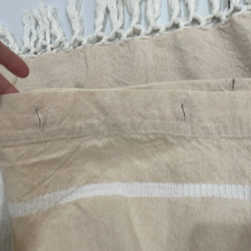 Boho stripped Tan and Cream shower curtain